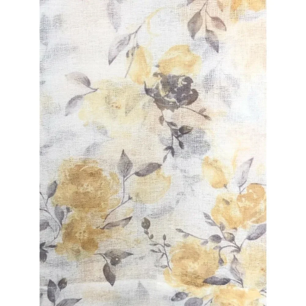 1 Ralph Lauren Yellow Gray Floral 50x84
